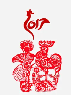 红色剪纸公鸡啄莲花高清素材 2017年 公鸡与鱼 大吉大利 新年文字 日历 红色剪纸 红色流行性数字 鸡年图文 鸡年文字 免抠png 设计图片 免费下载