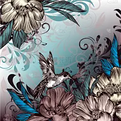 蜂鸟,可爱的,华丽的,请柬,浪漫,壁纸,婚礼,花,问候,怀旧