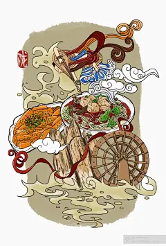 黄河美食明信片@北坤人素材