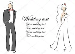 新娘和新郎，背景，婚礼请柬，向量的剪影