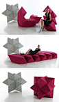超现代模块化组合沙发，自由组合形状，多边形模块非常考你的几何，设计师是Schamburg and Alvisse