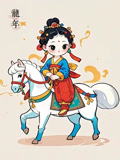 文创Q版人物|唐风骑马姑娘，驭风而行 - 小红书