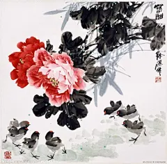 【牡丹与小鸡图】