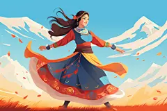五十六个民族藏族素材少数民族人物插画