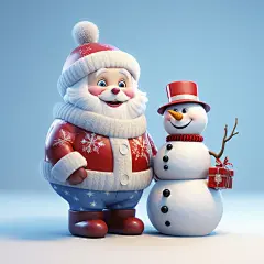 可爱卡通3d立体圣诞老人素材图片