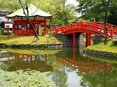 日本日本景观建筑桥图片#日式庭院# #庭...