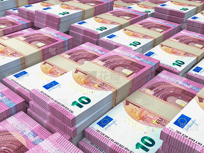 欧元，欧元区的官方货币。金融背景。欧洲货币