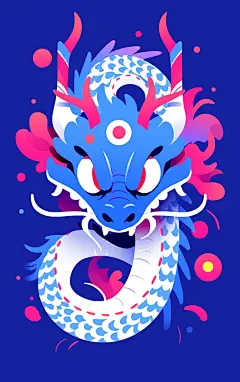 扁平风蓝色龙素材图片