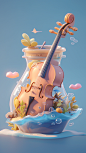 A_violin-shaped_container_with_a_sea_WorldSunny_beachCheesy__6dd66dba-6956-4a9f-9f27-6389610df100