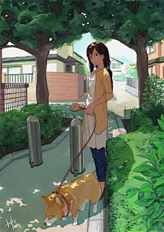 犯规级组合♡少女与狗特辑 : 看到与人亲近又顺从的狗狗和主人一起散步或是一起并排睡觉的情景，自己心里也会感到很幸福呢。如果狗狗旁边是个女孩子，氛围就会更加可爱了，让人忍不住想一直看下去。少女与狗的组合，无论何时看到，都会被治愈呢。这次就为大家送上描绘了与主人在一起看起来非常幸福的狗狗，和与狗狗一起生活的少女同框的插画作品特辑。快来看看吧。