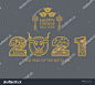 2021 Chinese New Year greeting card template. The Year of the Metal Ox. Element for New Year's Chinese design. Vector illustration