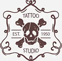 手绘褐色骷髅头花边图案高清素材 免费下载 页面网页 平面电商 创意素材 png素材