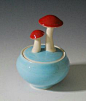 Sugar bowl with mushrooms