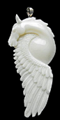 Hand carved bone pendant PEGASUS flying HORSE by DawnHillDesigns, $26.00