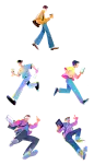 素材组合-通用手绘插画求职人物职场单人人物贴纸