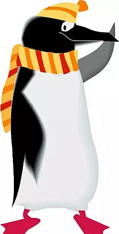 围围巾戴帽子的企鹅手绘素材插画|动物|动物图片|卡通动物|卡通画|卡通形象|免费下载|企鹅|矢量素材|手绘