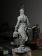 Lena, primal female , Raul Garcia Latorre : Lena is a work done last year for printing as a 1:10 bust and 75mm miniature, so the detail level is just for that scale. I sculpted her as bust first and then I was asked for the figure so I had to develop the 