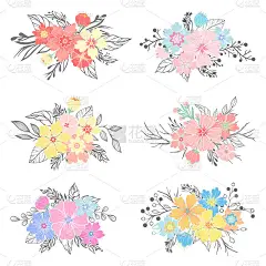 一套手绘花束