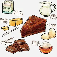 彩绘朱古力蛋糕矢量_新图网 https://ixintu.com 祷告 巧克力 米饭 牛奶 食物 彩绘