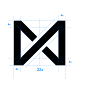 XM字母logo设计，使用标准制图方式