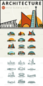 12 Vector building icons 12款现代建筑设计图标矢量素材-淘宝网