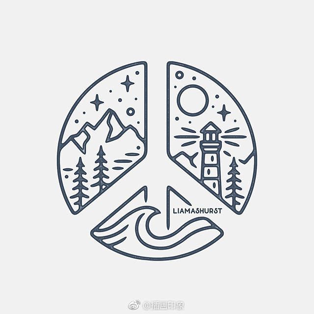 线描，黑白画，微观世界，创意Logo，超...