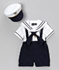 Look at this #zulilyfind! Navy & White Sailor Shorts Set - Infant, Toddler & Boys by Fouger for Kids #zulilyfinds