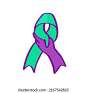 World suicide prevention day awareness and support ribbon in teal and purple color