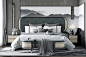 新中式双人床床头柜组合-室内设计-拓者设计吧