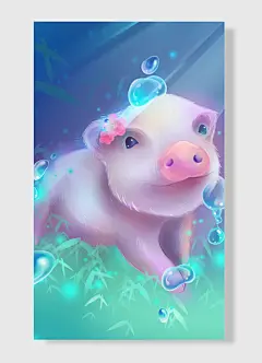 香猪鼻子水珠手绘卡通绿色插画设计素材-图巨人