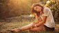 brunettes grass sitting watches women wallpaper (#2693269) / Wallbase.cc