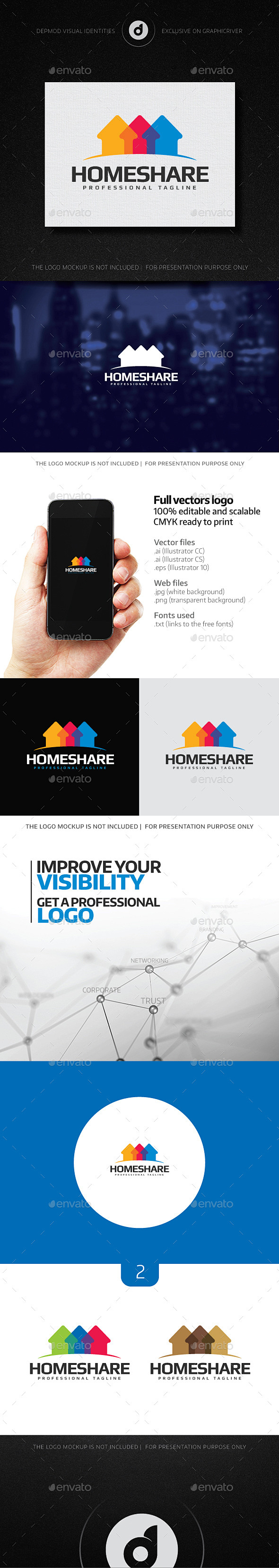 家分享的标志——建筑标志模板Home Share Logo - Buildings Logo Templates品牌,品牌、构建建筑,建筑 ...