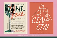 WineChic优雅时尚西餐美食餐厅创意广告海报封面标题手写英文字体素材