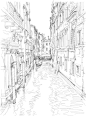 A2800矢量88张欧美城市街景建筑水彩线稿插画手绘素描 AI设计素材-淘宝网