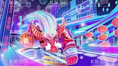 牛年手绘海报   - 源文件下载【酷图网】牛年手绘海报,手绘海报,梦幻科技牛,卡通插画,手绘牛,