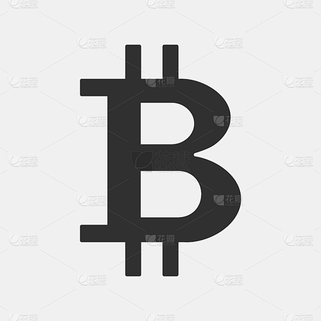 比特币图标。加密货币，虚拟电子货币，互联网货币。硬币的标志。矢量插图。素材-花瓣网