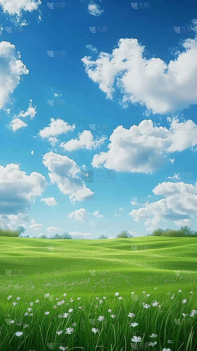风光通用实景蓝天白云草地背景图片素材素材-花瓣网