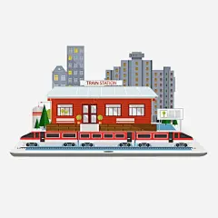 红色的火车站 创意素材