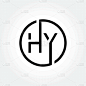 letter hy logo design linked template with black