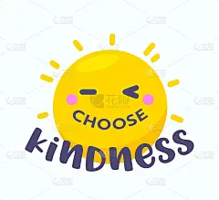 选择仁慈的旗帜与卡通太阳隔离在白色的背景。贺卡与创造性的排版，海报