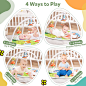 Amazon.com: Baby Play Gym, ibabejoy Activity Play Mat for Newborn to Toddler, Stage-Based Sensory & Motor Skills Development, 7in 1 Non Slip Language Discovery Platmats with Teether : 婴儿用品