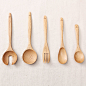 米立风物 纯栗木餐具套装 木勺子 木叉子 汤勺漏勺 木饭勺 木勺