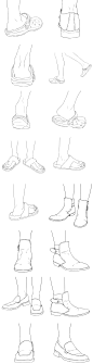 278各式人体穿鞋的脚姿态线稿漫画插画教程原画参考设计练习素材-淘宝网