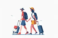 扁平风旅游山野氛围感插画