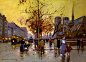 爱德华莱昂科尔特斯（Edouard Leon Cortes）1882年4月26日出生于法国。是西班牙宫廷画家爱德华科尔特斯的儿子安东尼奥的儿子，是他有三个孙子，爱德华是最有艺术天赋的一个。他上私立小学到13岁。从这以后，他把一生都献给了艺术工作。1899年在16岁时画的第一部分作品受到评论家和公众的好评。1900年他开始画城市情景画-- 巴黎的街道和纪念碑。这一画，就画了60多年这座城市的所有季节。1969年去世，享年87岁。