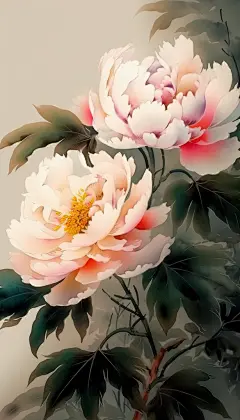 浪漫花朵花卉水彩牡丹花植物插画