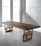 VERO DINING TABLE BY ABC | The mix of modern and rustic elements makes this rectangular table for 6 unique. The solid wood top contrasts beautifully with the geometric metal base. We love this modern dining table | See more at bocadolobo.com/ #moderndinin