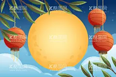 手绘中秋概念  - 源文件下载【酷图网】手绘,中秋,概念,矢量,月亮,节日,灯笼,