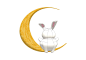 坐月亮兔子雕塑SU模型