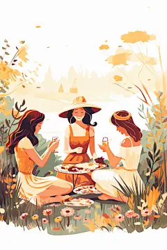 学生放暑假漫画风毕业旅游插画